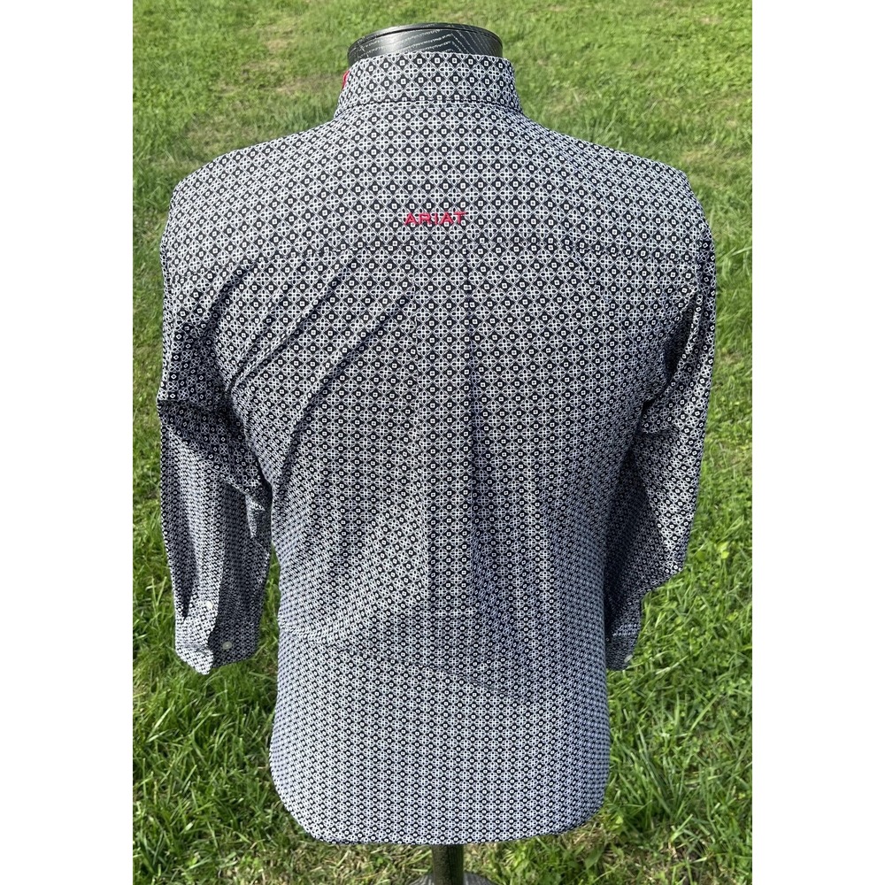 Ariat Shirt Mens XS Black White Fitted Western Button Down Long Sleeve Rodeo - Picture 11 of 15